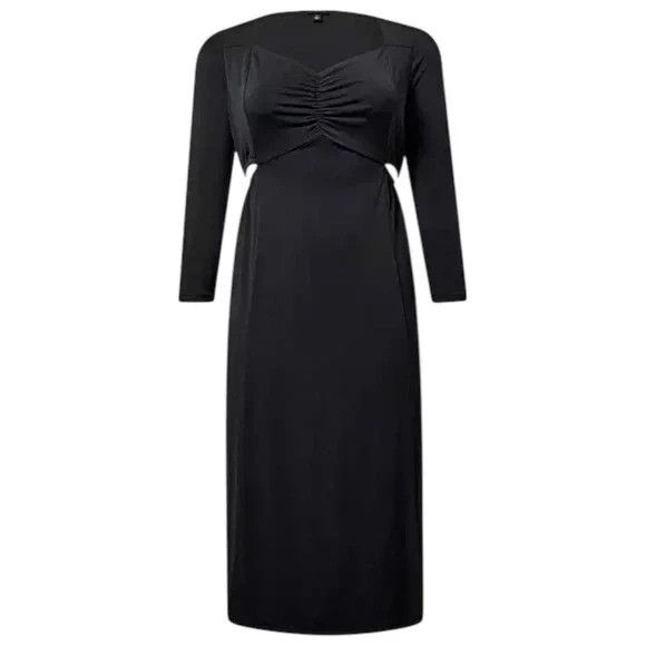 Torrid Women's Studio Knit Maxi Dress Size 2X Black Side Cut Out Long Sleeve - Picture 1 of 14